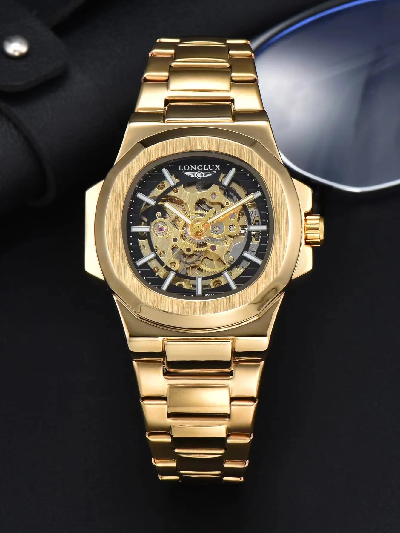 LONGLUX Men automatic mechanical watch luxury watches waterproof