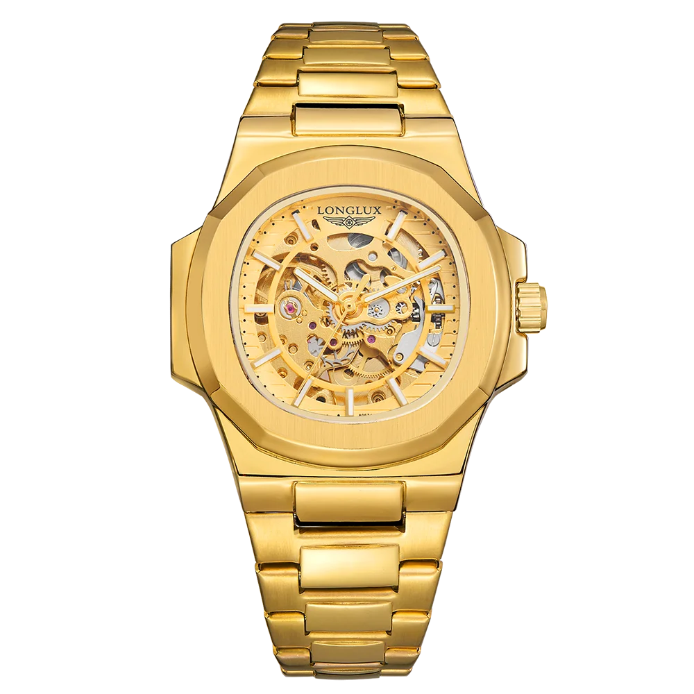 LONGLUX Men automatic mechanical watch luxury watches waterproof