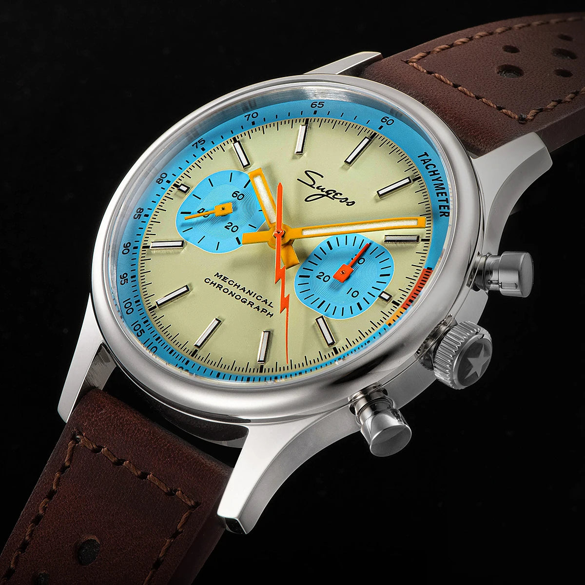 Sugess Pilot Watch Origin Movement Swanneck Wristwatch Mechanical