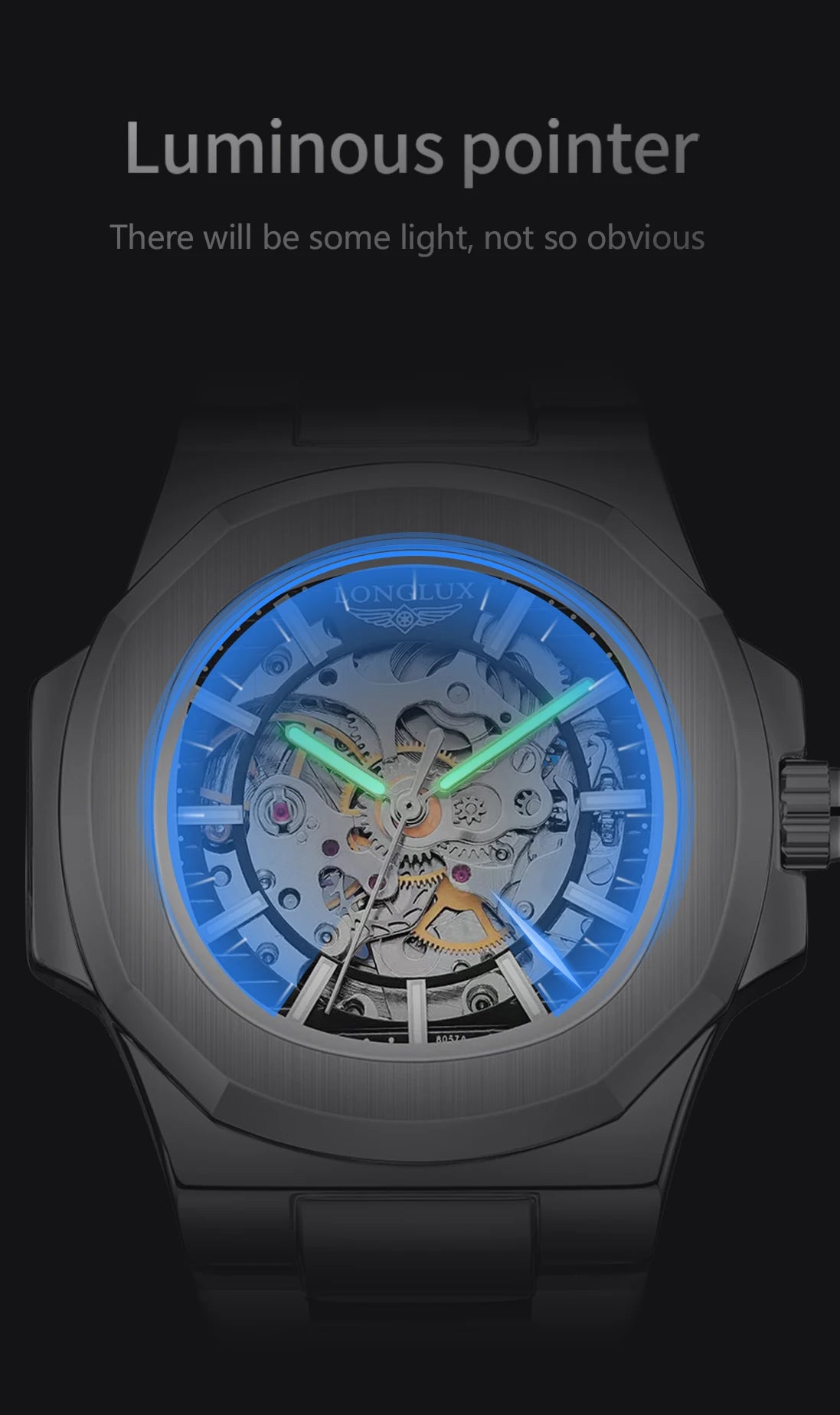 LONGLUX Men automatic mechanical watch luxury watches waterproof