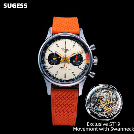 Sugess Pilot Watch Origin Movement Swanneck Wristwatch Mechanical